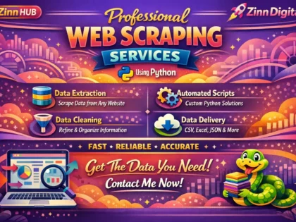 Image de couverture du service Zinn Hub® « provide professional web scraping services using python »