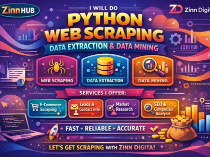 Image de couverture du service Zinn Hub® « do python web scraping, data extraction and data mining »