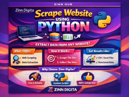 Image de couverture du service Zinn Hub® « scrape website using python »