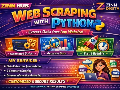 Cover image of the Zinn Hub® service “conduct web scraping using python”