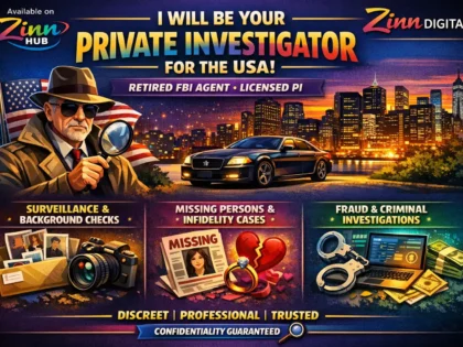 Zinn Hub® 服务“be your private investigator for the USA, retired fbi, licensed pi”的封面图片