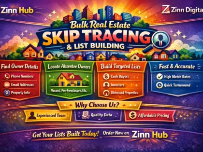 Zinn Hub® 服务“do bulk real estate skip tracing and list building”的封面图片