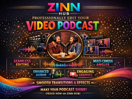 Обложка услуги Zinn Hub® «professionally edit your video podcast»