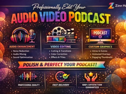 Обложка услуги Zinn Hub® «professionally edit your audio video podcast»
