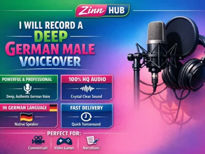 Обложка услуги Zinn Hub® «record a deep german male voiceover»