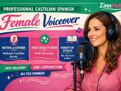 Обложка услуги Zinn Hub® «provide a professional female castilian spanish voiceover»