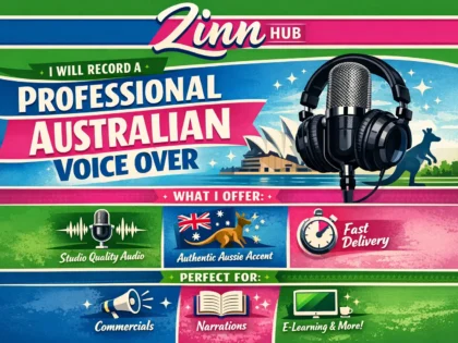 Обложка услуги Zinn Hub® «record a professional australian voice over»