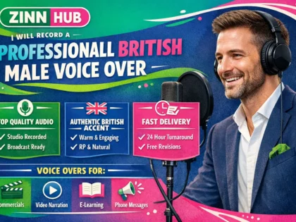 Обложка услуги Zinn Hub® «record a professional british male voice over»
