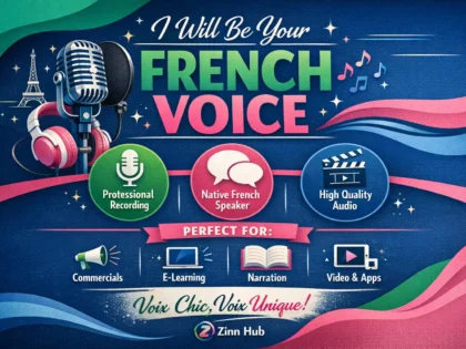 Обложка услуги Zinn Hub® «do a french voice over, be your french voice»