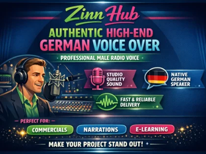 Обложка услуги Zinn Hub® «do an authentic high end german voice over as male radio pro»