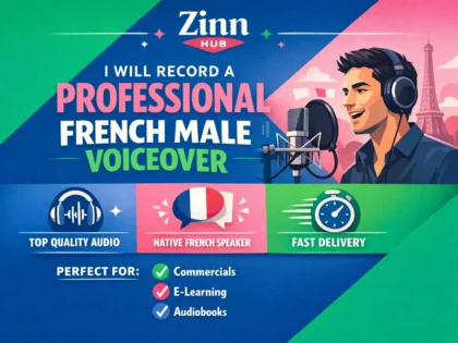 Обложка услуги Zinn Hub® «record a professional french male voiceover»