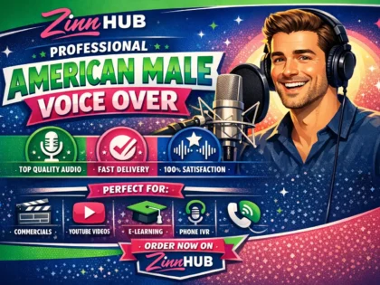 Обложка услуги Zinn Hub® «record an american male voice over»