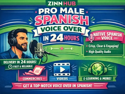 Обложка услуги Zinn Hub® «record a pro male spanish voice over in 24 hs»