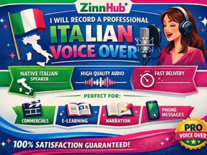 Обложка услуги Zinn Hub® «record a professional italian voice over»