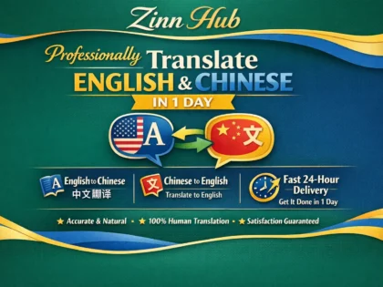 Image de couverture du service Zinn Hub® « professionally translate english and chinese in 1 day »