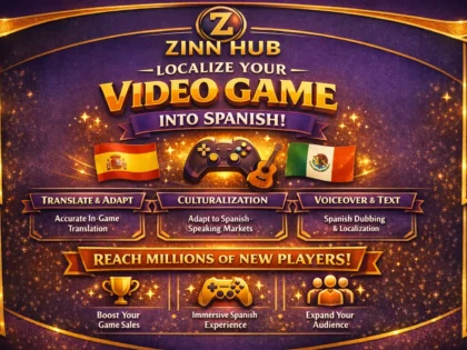 Image de couverture du service Zinn Hub® « localize your video game into spanish »