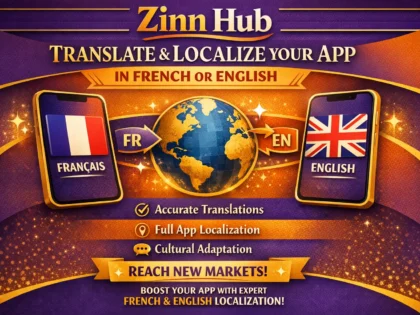 Image de couverture du service Zinn Hub® « translate and localize your app in french or english »