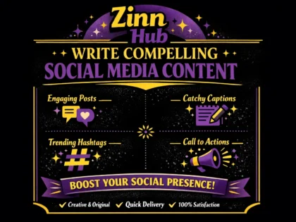 Image de couverture du service Zinn Hub® « write compelling social media content »