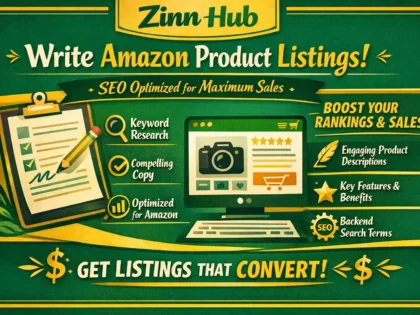 Image de couverture du service Zinn Hub® « write amazon product listing description with SEO amazon listing optimization »
