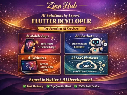 Titelbild des Zinn Hub®-Dienstes „do ai mobile app development ai chatbot ai website ai saas as flutter developer“