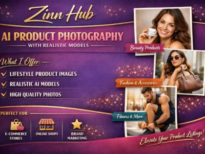 Image de couverture du service Zinn Hub® « create ai product photography with realistic model lifestyle product images »