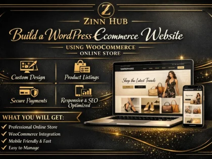 Úvodní obrázek služby Zinn Hub® „build wordpress ecommerce website using woocommerce, online store“