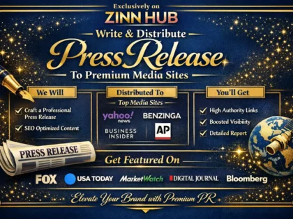 Image de couverture du service Zinn Hub® « write and distribute press release to premium media sites »