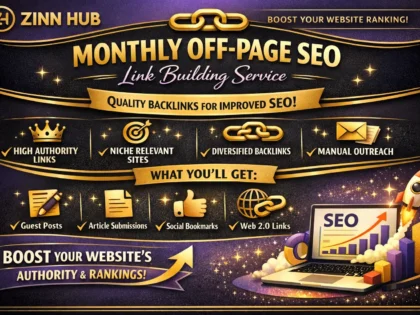 Zinn Hub® 服务“do monthly off page SEO backlinks link building service for website ranking”的封面图片
