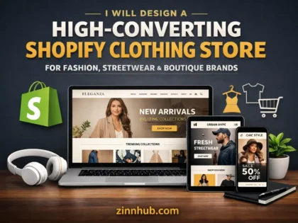Gambar sampul untuk layanan Zinn Hub® “I Will Design a High-Converting Shopify Clothing Store for Fashion, Streetwear & Boutique Brands”